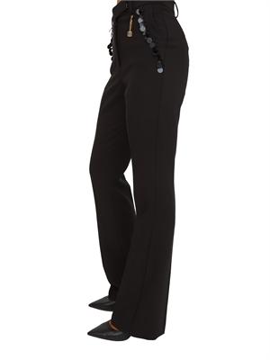 Pantalone bootcut Fracomina in jersey nero con paillettes sulle tasche in DONNA
