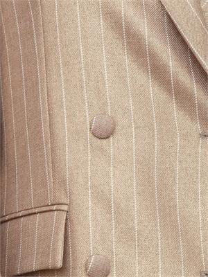 Giacca Fracomina doppiopetto in lana gessata lucida taupe in DONNA