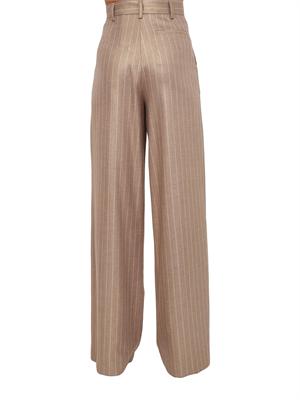 Pantaloni palazzo Fracomina in lana taupe gessata lucida in DONNA