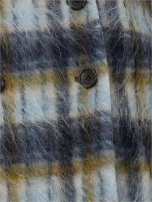 Cappotto doppiopetto corto iBlues in lana blu con motivo check in DONNA