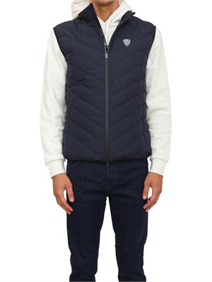 EA7 EMPORIO ARMANI Gilet blu EA7 imbottito packable in tessuto tecnico in UOMO