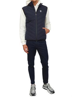 EA7 EMPORIO ARMANI Gilet blu EA7 imbottito packable in tessuto tecnico in UOMO