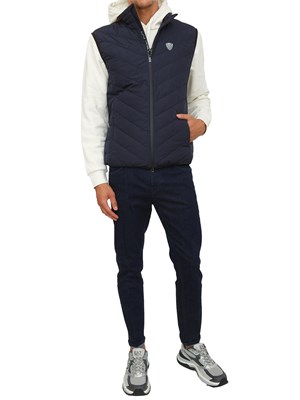 EA7 EMPORIO ARMANI Gilet blu EA7 imbottito packable in tessuto tecnico in UOMO
