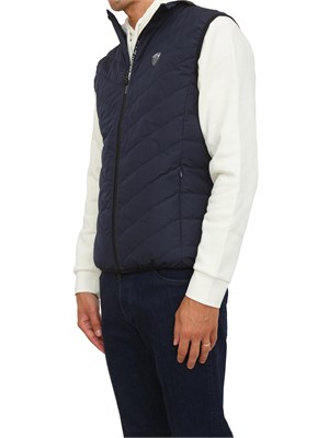 EA7 EMPORIO ARMANI Gilet blu EA7 imbottito packable in tessuto tecnico in UOMO