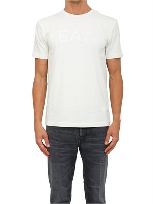 EA7 EMPORIO ARMANI T-shirt a maniche corte avorio EA7 Visibility in jersey stretch di cotone in UOMO