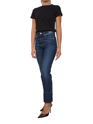 T-shirt Pinko in jersey di cotone nero con logo ricamato in DONNA