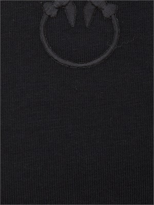 T-shirt Pinko in jersey di cotone nero con logo ricamato in DONNA
