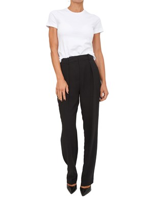 T-shirt Pinko in jersey di cotone bianco con logo ricamato in DONNA