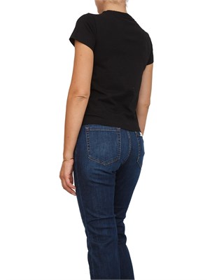 T-shirt Pinko in jersey di cotone nero con stampa logo a contrasto in DONNA