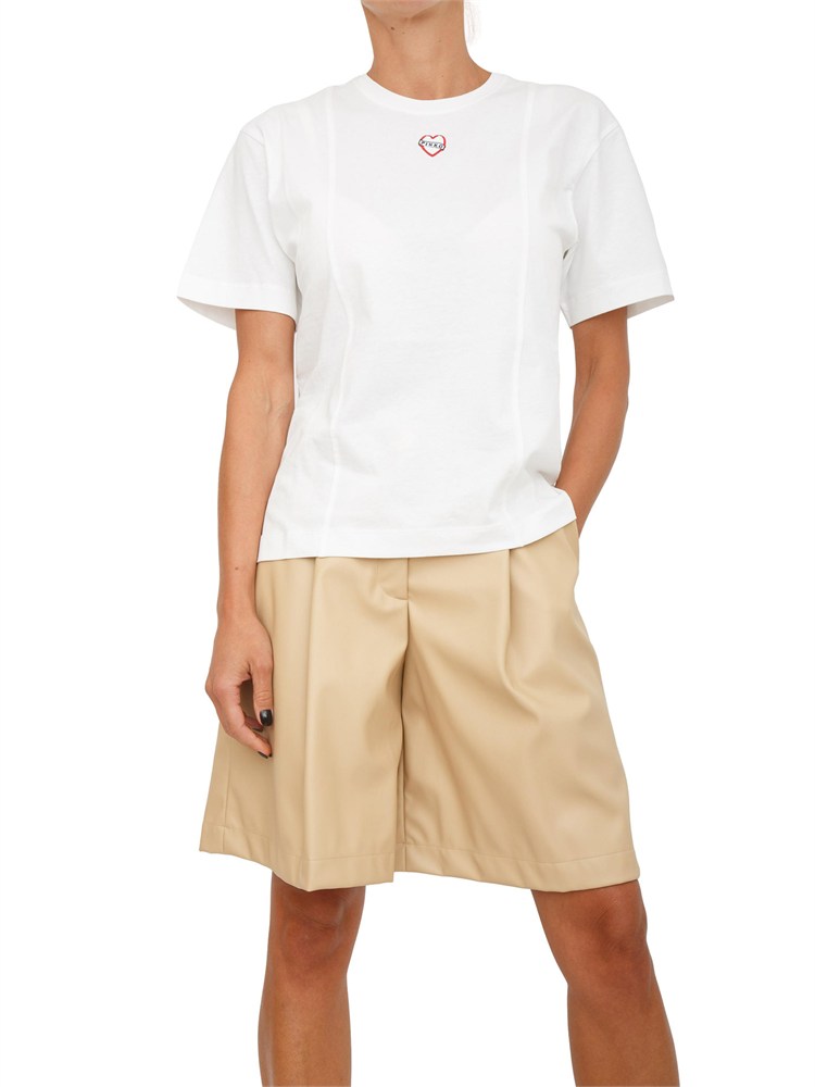 T-shirt ricamo cuore Pinko in cotone bianco