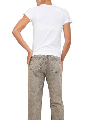 T-shirt Pinko in jersey di cotone bianco con stampa logo a contrasto in DONNA