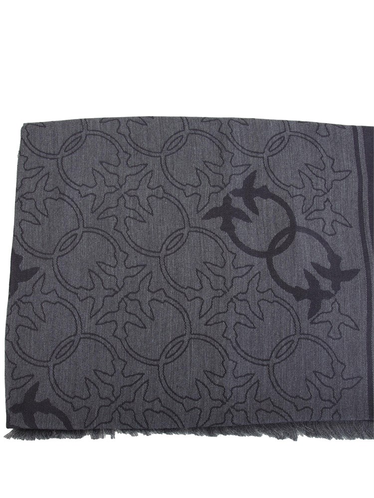 Sciarpa Pinko grigia con stampa jacquard logo all over