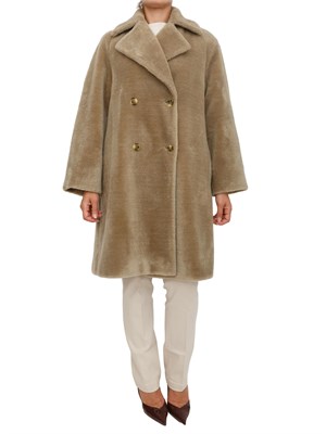 Cappotto doppiopetto Marella in maglia di lana effetto furry verde in DONNA