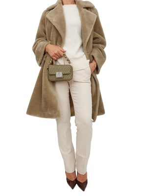 Cappotto doppiopetto Marella in maglia di lana effetto furry verde in DONNA