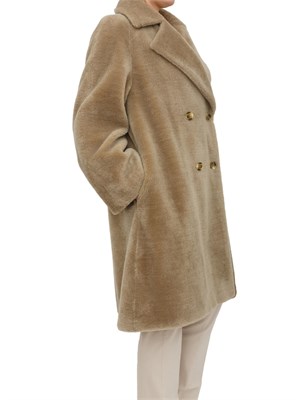 Cappotto doppiopetto Marella in maglia di lana effetto furry verde in DONNA