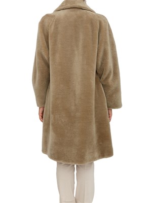 Cappotto doppiopetto Marella in maglia di lana effetto furry verde in DONNA