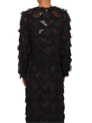 Blusa Marella in georgette nera lavorata in fil coupé effetto frangia in DONNA