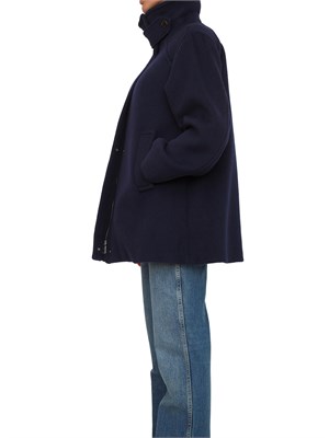 Cappotto svasato Marella in morbido beaver double di lana blu in DONNA