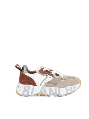 Sneaker Voile Blanche in suede e tessuto tecnico beige e cuoio in DONNA