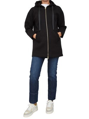 TWIN-SET Felpa giubbino Twinset in scuba nera con zip e cappuccio in DONNA