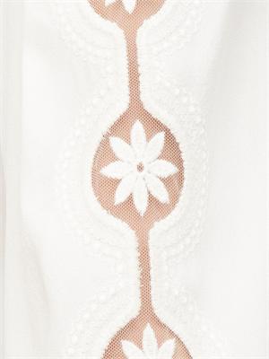 TWIN-SET Blusa Twinset in crêpe avorio con ricamo su maniche a palloncino in DONNA