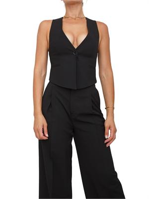 TWIN-SET Gilet Twinset in misto viscosa nero con taglio corto dietro in DONNA