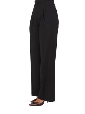 TWIN-SET Pantaloni Twinset in viscosa nera con vita alta e modello palazzo in DONNA