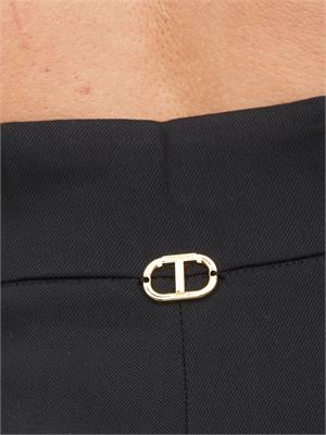 TWIN-SET Pantaloni Twinset in viscosa nera con vita alta e modello palazzo in DONNA