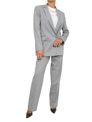 TWIN-SET Pantaloni sartoriali Twinset in tessuto gessato di misto lana grigio in DONNA