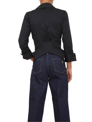 Camicia Elisabetta Franchi in cotone stretch nero con ganci gioiello in DONNA