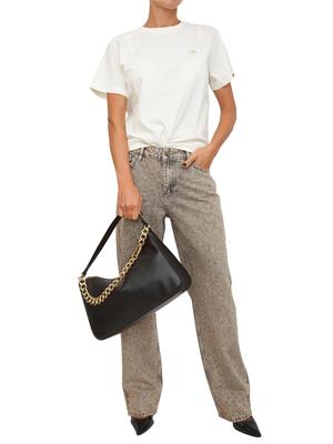 TWIN-SET T-shirt Twinset in jersey di cotone bianco con placchetta Oval T strass in DONNA
