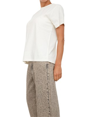 TWIN-SET T-shirt Twinset in jersey di cotone bianco con placchetta Oval T strass in DONNA