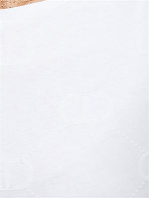 TWIN-SET T-shirt Twinset in jersey di cotone bianco con stampa flock Oval T in DONNA