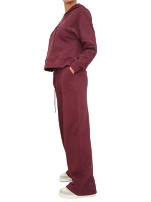 TWIN-SET Tuta sportiva Twinset felpa+pantaloni in jersey di cotone bordeaux con logo contrasto in DONNA