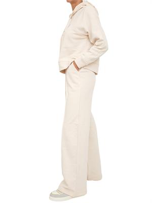 TWIN-SET Tuta sportiva Twinset felpa+pantaloni in jersey di cotone avorio con logo contrasto in DONNA