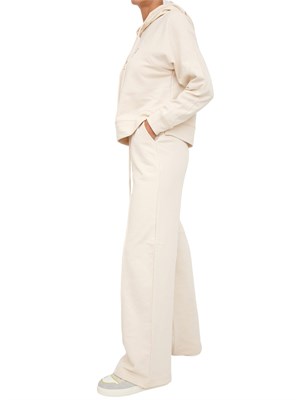 TWIN-SET Tuta sportiva Twinset felpa+pantaloni in jersey di cotone avorio con logo contrasto in DONNA