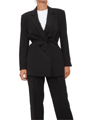 Giacca monopetto Armani Exchange con cintura sottile in tessuto fluido nero in DONNA