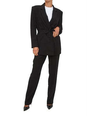 Giacca monopetto Armani Exchange con cintura sottile in tessuto fluido nero in DONNA