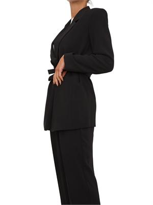 Giacca monopetto Armani Exchange con cintura sottile in tessuto fluido nero in DONNA