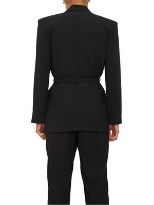 Giacca monopetto Armani Exchange con cintura sottile in tessuto fluido nero in DONNA