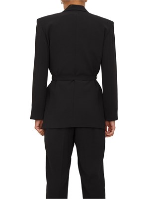Giacca monopetto Armani Exchange con cintura sottile in tessuto fluido nero in DONNA