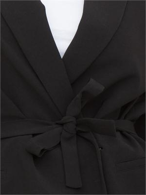 Giacca monopetto Armani Exchange con cintura sottile in tessuto fluido nero in DONNA
