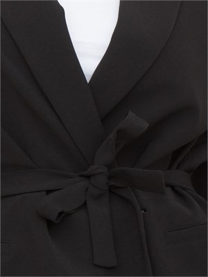 Giacca monopetto Armani Exchange con cintura sottile in tessuto fluido nero in DONNA
