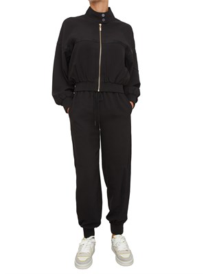 TWIN-SET Tuta sportiva Twinset in scuba nero con inserto logo in DONNA