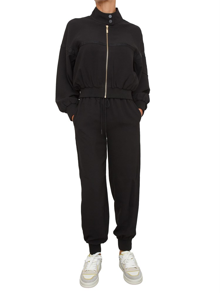 TWIN-SET Tuta sportiva Twinset in scuba nero con inserto logo