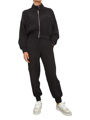 TWIN-SET Tuta sportiva Twinset in scuba nero con inserto logo in DONNA