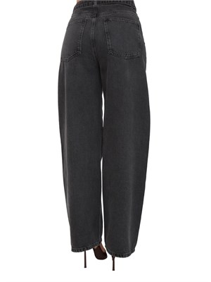 TWIN-SET Jeans Twinset in denim nero con cintura e maxi fibbia su vita in DONNA