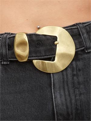 TWIN-SET Jeans Twinset in denim nero con cintura e maxi fibbia su vita in DONNA