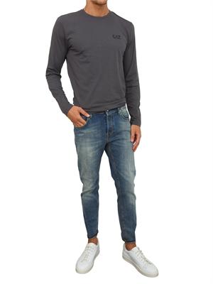EA7 EMPORIO ARMANI T-shirt grigio Ea7 a maniche lunghe in jersey stretch in UOMO