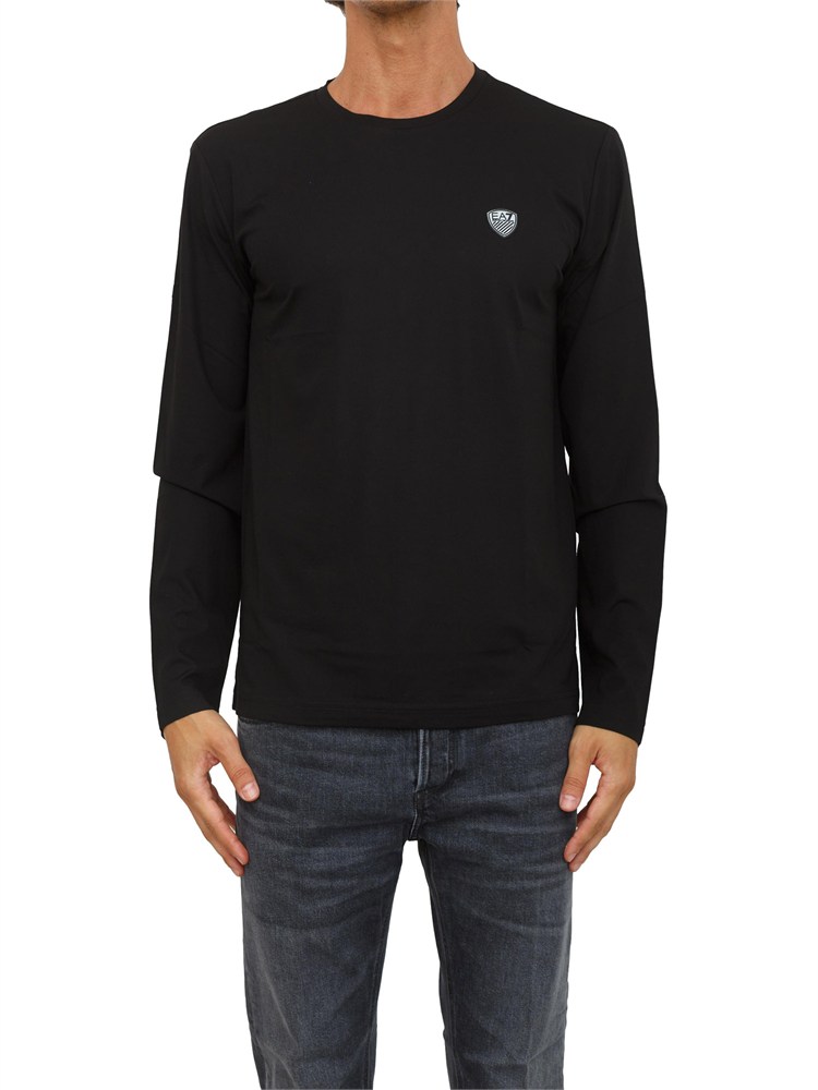 EA7 EMPORIO ARMANI T-shirt nero Ea7 a maniche lunghe in jersey stretch